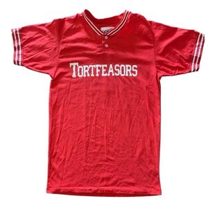 Vintage BIKE Tortfeasors Jersey Shirt Large Red Tee  Legal Humor Made USA Y2K